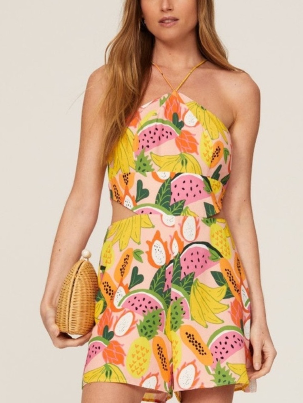 Anthropologie Hutch Jeslyn Fruit Print Romper Tropical **Fits like SIZE 12**